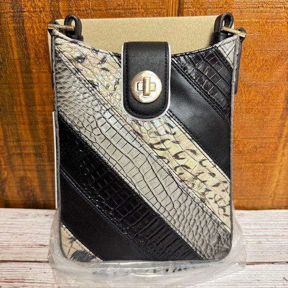 Brahmin Marley Small Leather Crossbody - Black Flashback - Picture 6 of 10